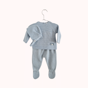 Conjunto tricô bebé, Menta