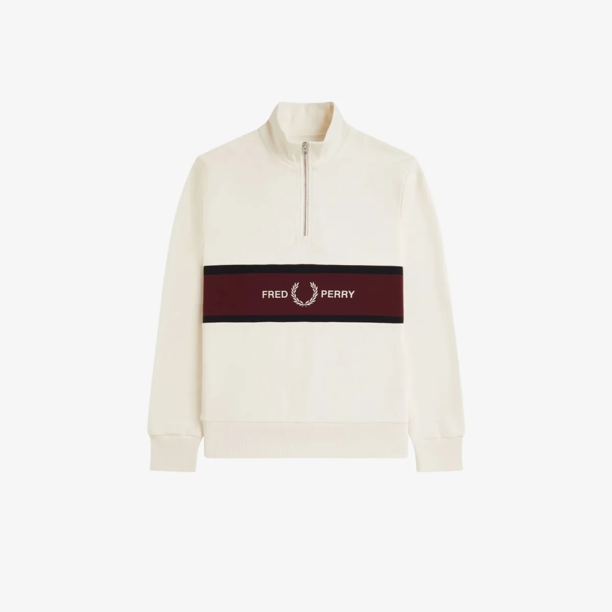 Fred Perry M2418 Embroidered Panel Half Zip Sweatshirt - Image 2